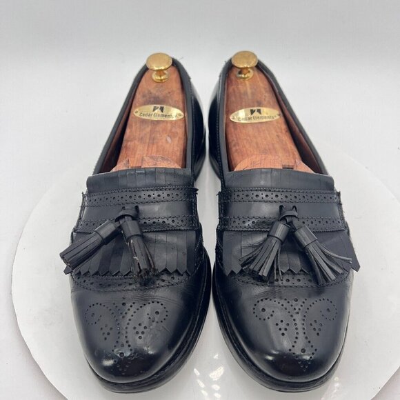 Allen Edmonds Bridgeton Men Size 9D Black Leather Tassel Loafer Dress Shoes - Picture 1 of 15